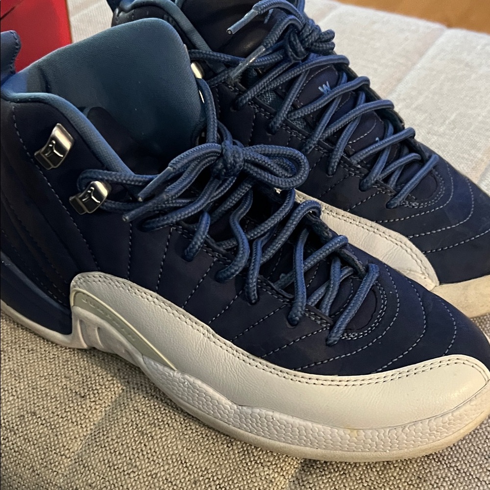Jordan 12 Retro “Indigo” Navy and White High-Top Sneakers